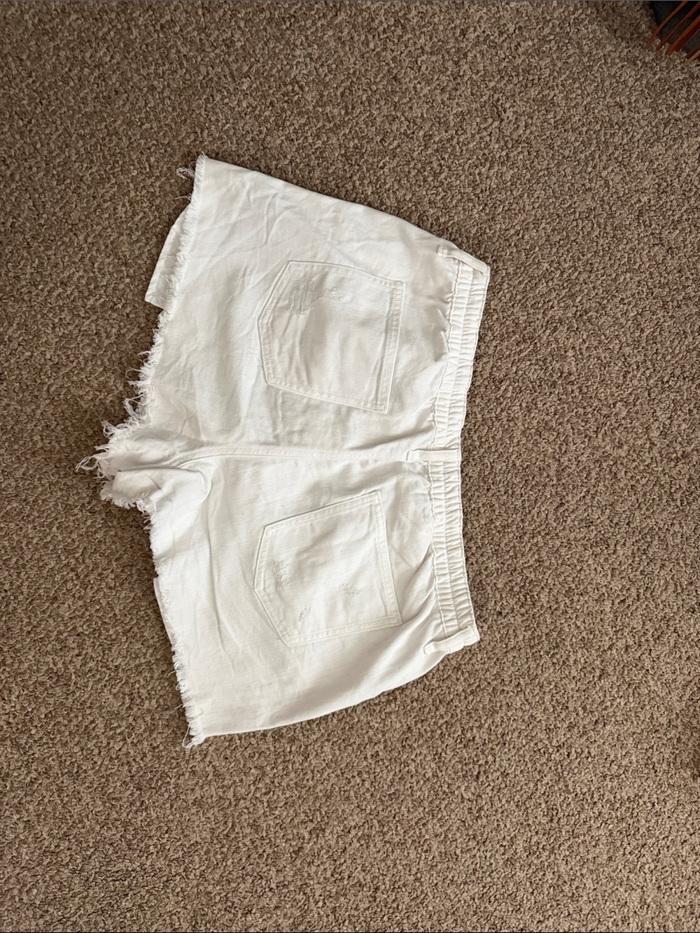 aerie White Frayed Hem Denim Shorts